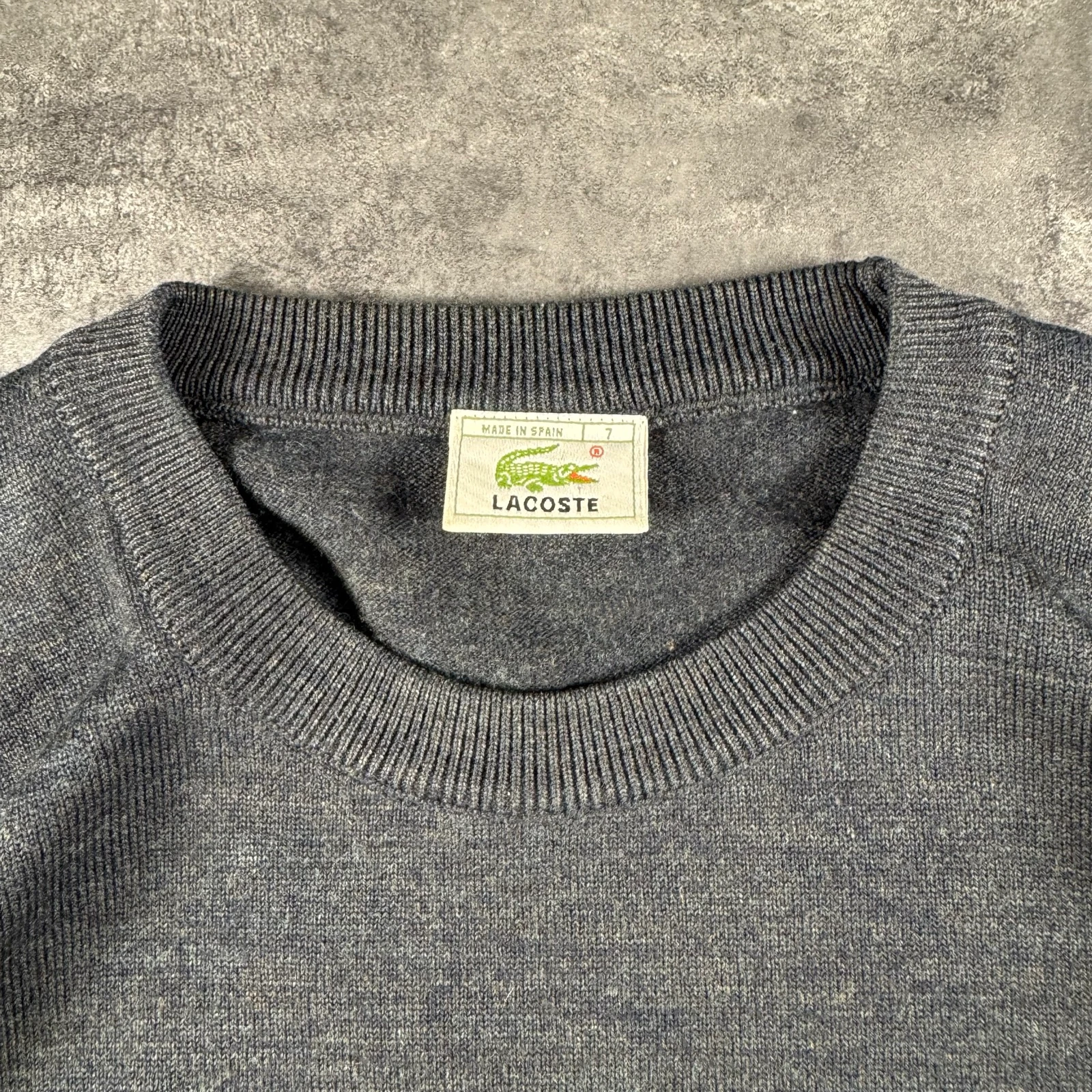 Lacoste Crewneck Sweater Grey Premium Vintage 90's Archive Tactical Made in Spain Wool Knit Jumper – photo 8